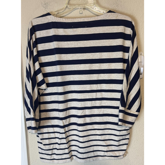 Coldwater Creek Breton Stripe Top Beaded sequins Shirt Size S/8 Nautical Anchor - Picture 5 of 8
